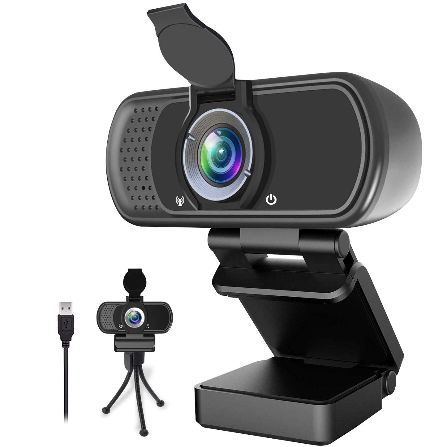 Webcam HD 1080p ,Live Streaming Web Camera with Stereo Microphone, PC Desktop or Laptop USB Webcam with 110 Degree View Angle, HD Webcam for Video Calling, Recording, Conferencing, Streaming, Gaming - amzGamess