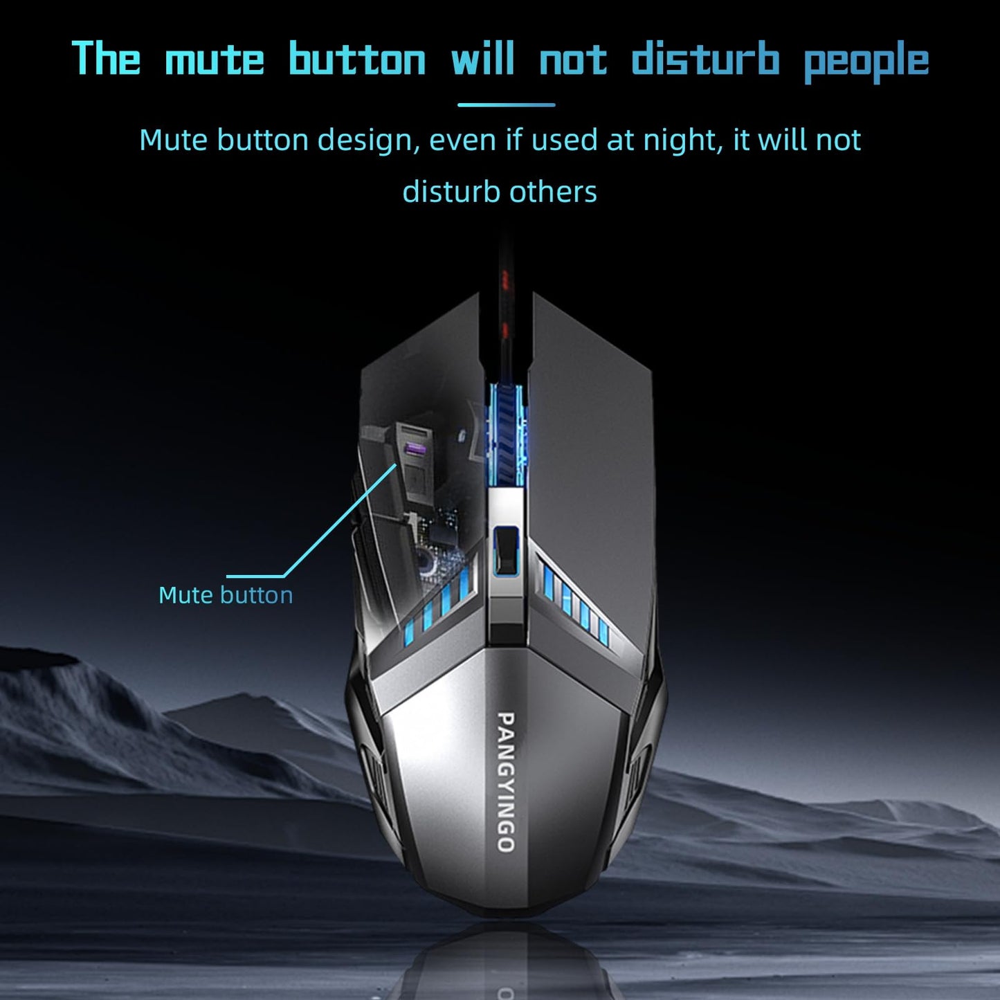 ONE-UP Wired Gaming Mouse Silent Design, Three DPI Levels, RGB Backlighting, 6 Buttons, Ergonomic Design, for Windows/Mac/Laptops, Grey