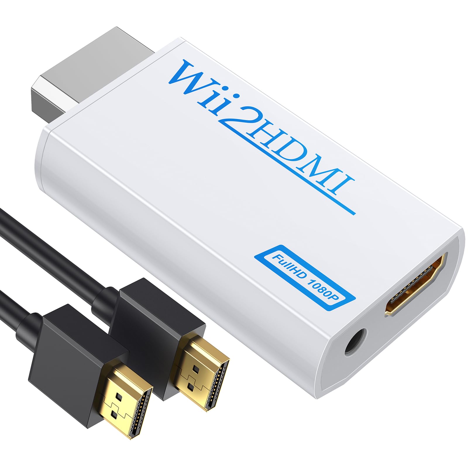 GANA Wii to HDMI Converter Adapter with Hdmi Cable Connect Wii Console to HDMI Display in 1080p Output Video with 3.5mm Audio Supports All Wii Display Modes White - amzGamess
