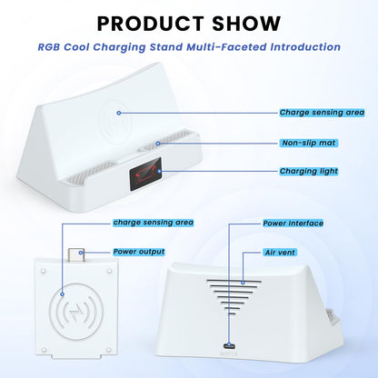 Nepagz Charging Stand for Playstation Remote Player - Playstation 5, Portable Wireless Charge Dock with Indicator Light and USB-C Cable for Playstation Portal Accessories, White - amzGamess
