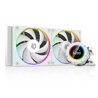ID-COOLING SL240 White CPU Liquid Cooler with Display, Customizable 2.1" LCD Display for Images or Performance Metrics, 240mm AIO Cooler, Dual AF127 ARGB Fans, Fits Intel/AMD