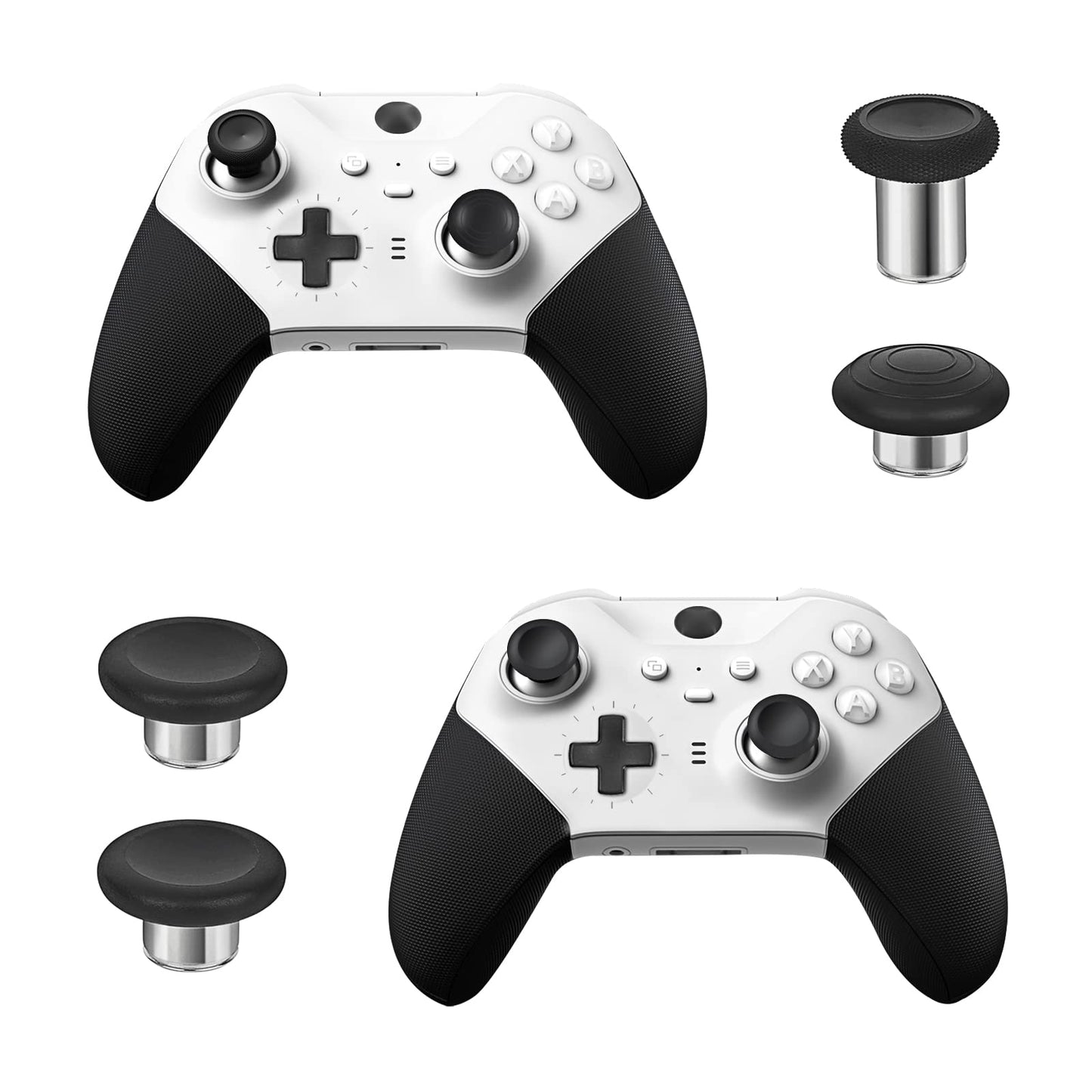 Metal Replacement Thumbsticks for Xbox Elite Controller Series 2 Core,Component Pack Includes 4 Swap Magnetic Joysticks,4 Paddles,1 Standard D-Pads, Accessories Parts for Xbox One Elite 2(Black) - amzGamess