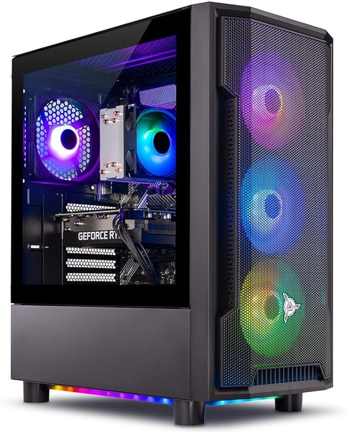 Skytech Shadow Gaming PC, Ryzen 5 7600X 4.7 GHz (5.3GHz Turbo Boost), NVIDIA RTX 4060 8GB GDDR6X, 1TB SSD, 16GB DDR5 RAM 5200, 650W Gold PSU, Wi-Fi, Win 11 Home