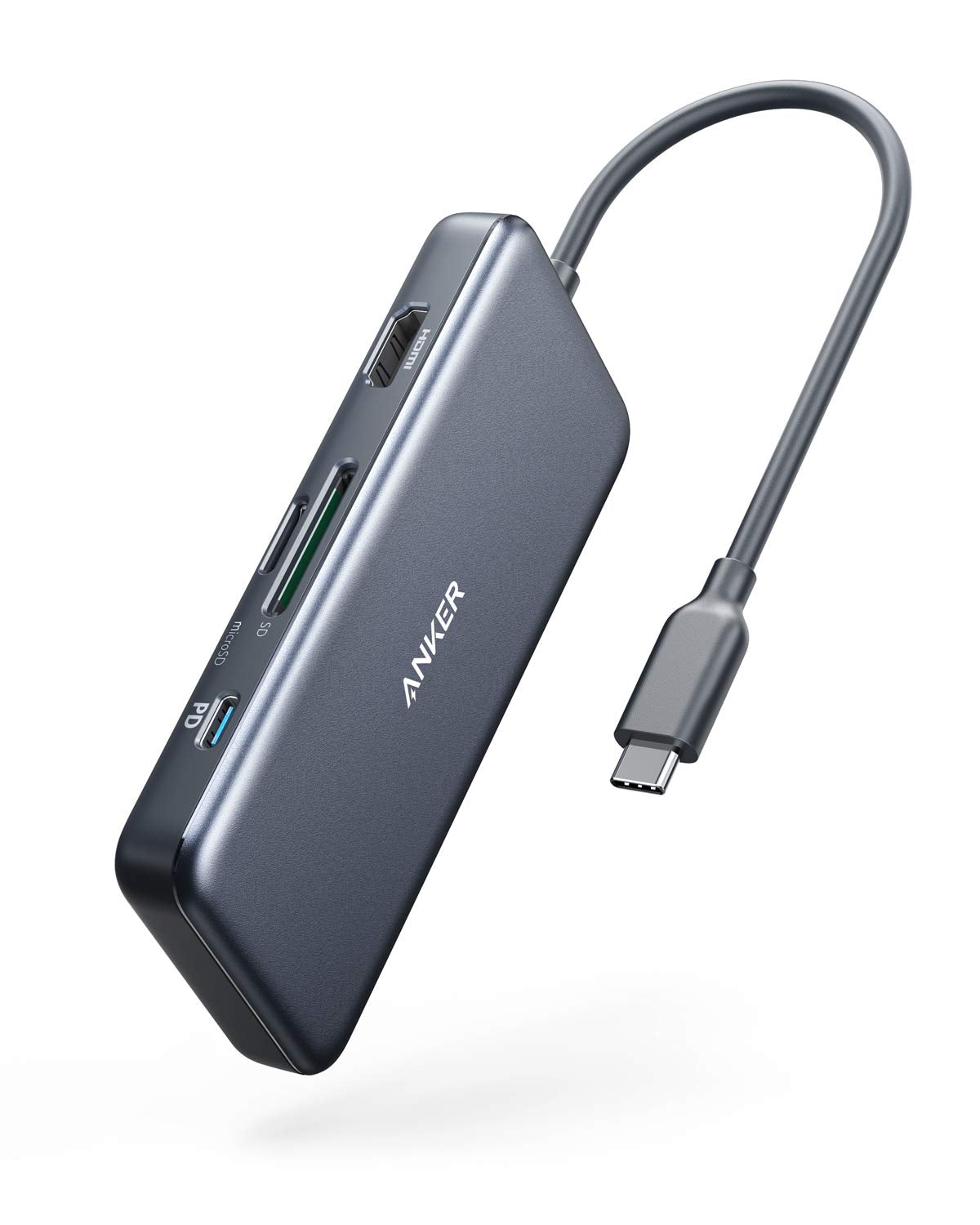 Anker USB C Hub, 341 USB-C Hub (7-in-1) with 4K HDMI, 100W Power Delivery, USB-C and 2 USB-A 5 Gbps Data Ports, microSD and SD Card Reader, for MacBook Air, MacBook Pro, XPS, and More