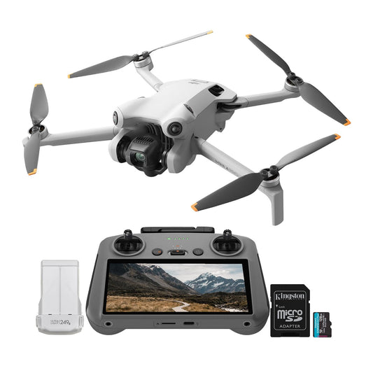 DJI Mini 4 Pro (DJI RC 2) Drone with 128GB Memory Card- Lightweight and Foldable Mini Camera Drone with 4K HDR Video, True Vertical Shooting, 5.5" DJI RC 2 and Intelligent Features (2 Items) - amzGamess