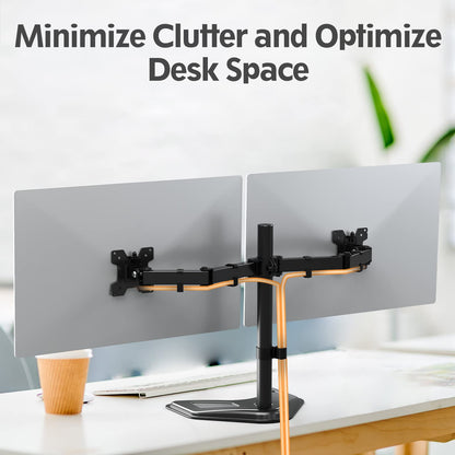 MOUNTUP Dual Monitor Stand, Free-Standing Monitor Stands for 2 Monitors up to 27 inches, 17.6 lbs Each, Fully Adjustable Dual Monitor Mount for Desk, VESA Stand 75x75mm, 100x100mm