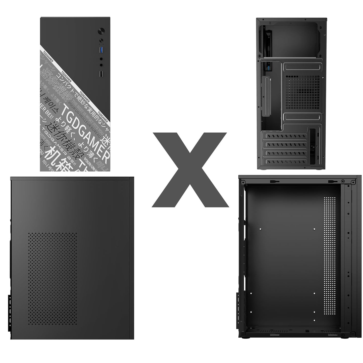 TGD-1/matx case,itx case,Micro ATX PC Case for Office, Support MATX, Mini-ITX, Micro ATX case Slim with USB3.0x1, USB2.0x1I/O Port, Black Without Fans