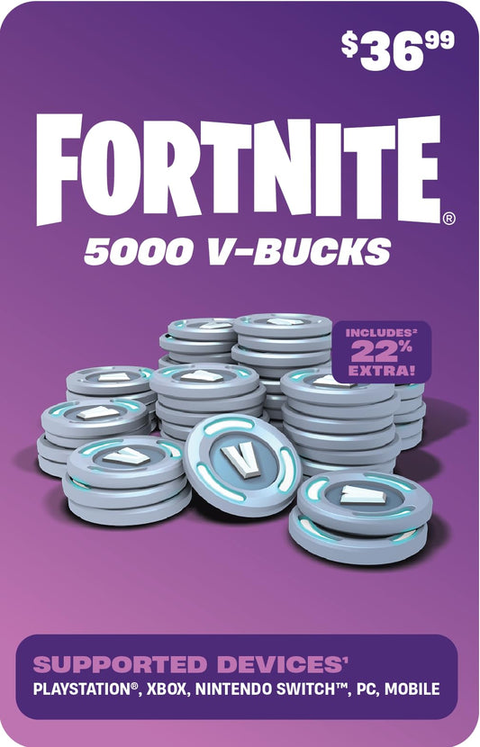 FORTNITE Digital V-Bucks 5000 - PlayStation/Xbox/Nintendo Switch/PC/Mobile [Digital Code] - amzGamess