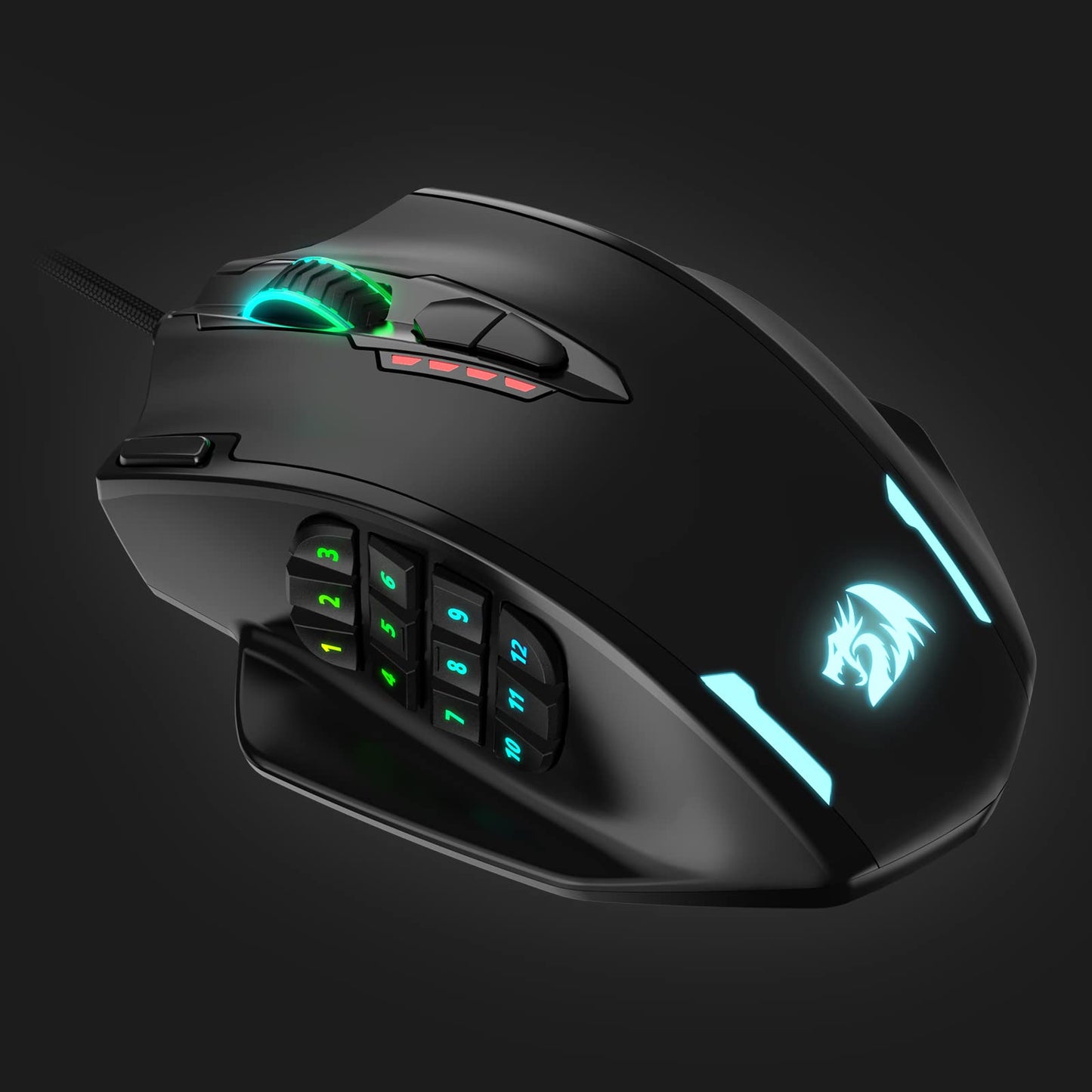 Redragon M908 Impact RGB LED MMO Gaming Mouse with 12 Side Buttons, Optical Wired Ergonomic Gamer Mouse with Max 12,400DPI, High Precision, 20 Programmable Macro Shortcuts, Comfort Grip - amzGamess