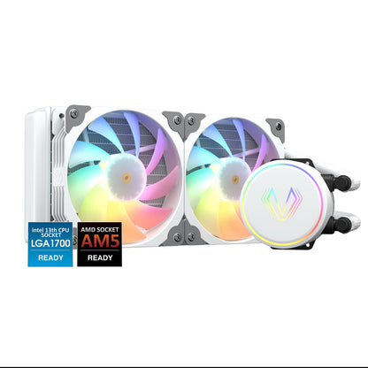 Vetroo V240 White Liquid CPU Cooler 240mm Addressable RGB & PWM Pump & Fans 250W TDP AIO Water Cooler w/Controller Hub for Intel LGA 1700/1200/115X AMD AM5/AM4 for Gaming Console