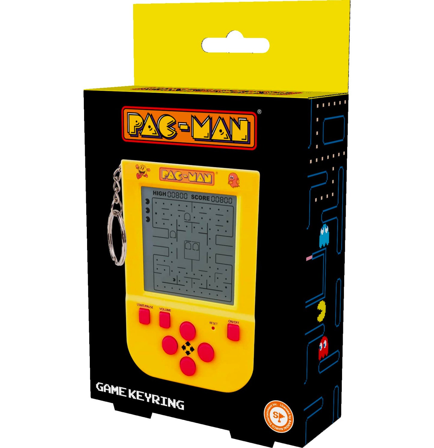 Pac-Man Keyring Arcade Game - Classic Retro PAC-Man Gameplay. Includes Original Sounds & Black & White Screen. Officially Licensed PAC-Man Merchandise from Fizz Creations. - amzGamess