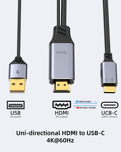HDMI to USB C Adapter Cable 3.3ft 4K60Hz, HDMI System to USB Type C Monitor, for HDMI Source (Laptop, PC, Steam Deck Dock, PS4, PS5, Xbox) to Display on USBC Xreal Air, Nreal, Portable Monitor