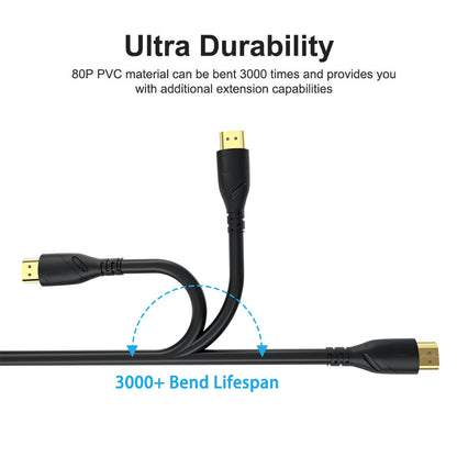 Jorenca 8K/4K HDMI Cable 6ft Ultra High Speed HDMI 2.0 Cord 4K@60Hz 18gbps, Gold Plated Connector,Ethernet Audio Video Return,Compatible for 1080p 3D HDTV PC Xbox Arc Laptop PS3/4/5/9 etc