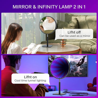 3D Night Light with Infinity Mirror,Illusion Time Tunnel,Cool RGB LED Desk Table Lamp for Gaming Room Dorm Wedding Decor Party,Fun Healing Neon Lights,Unique Birthday Christmas Gift for Boy Girl - amzGamess