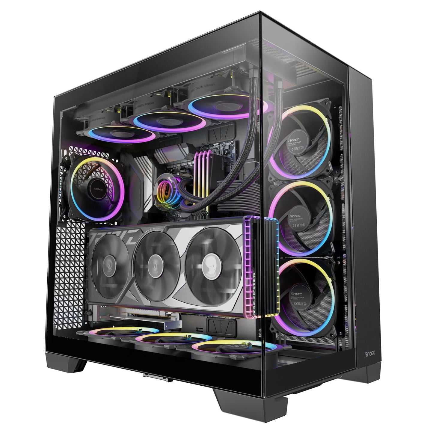 Antec C8, Fans not Included, RTX 40 Compatible, Dual-Chamber, tooless Design, Type-C, 360mm Radiator Support, Seamless Tempered Glass Front & Side Panels, High Airflow Full-Tower E-ATX PC Case
