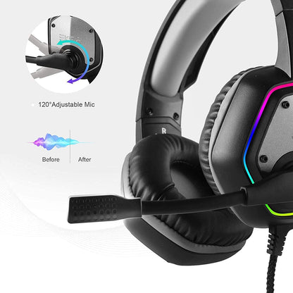 EKSA E1000 USB Gaming Headset for PC, Computer Headphones with Microphone/Mic Noise Cancelling, 7.1 Surround Sound, RGB Light - Wired Headphones for PS4, PS5 Console, Laptop, Call Center - amzGamess