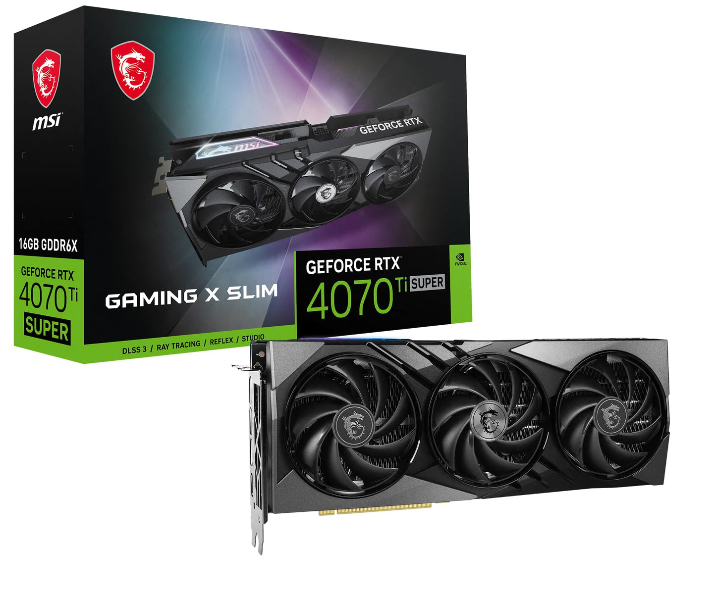 MSI Gaming RTX 4070 Ti Super 16G Gaming X Slim Graphics Card (NVIDIA RTX 4070 Ti Super, 256-Bit, Boost Clock: 2685 MHz, 16GB GDRR6X 21 Gbps, HDMI/DP, Ada Lovelace Architecture) - amzGamess