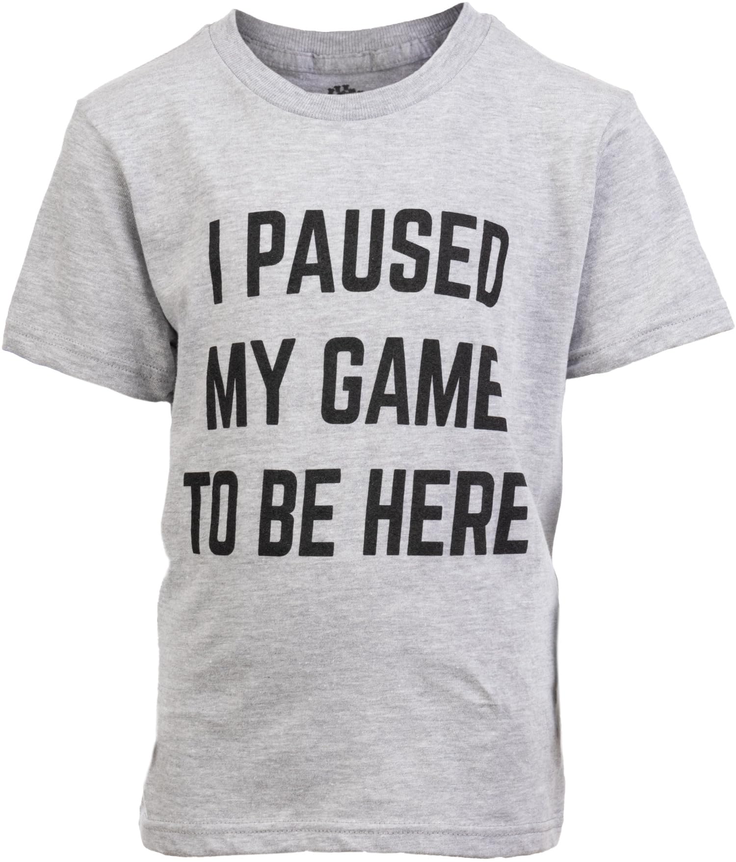 Ann Arbor T-shirt Co. Paused My Game to Be Here | Kid's Funny Video Gamer Player Gaming Boy Humor Joke for Child Kid T-Shirt - (Youth,M) Heather Grey - amzGamess