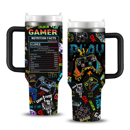 CGMIBAS Gamer Gifts, Gifts for Gamers Men Boys, Gaming Gifts, Gamer Tumbler, Gamer Coffee Travel Mug, Gaming Birthday Presents for Men Son Boyfriend 40oz Gamer Cups Stainless Steel with Handle - amzGamess