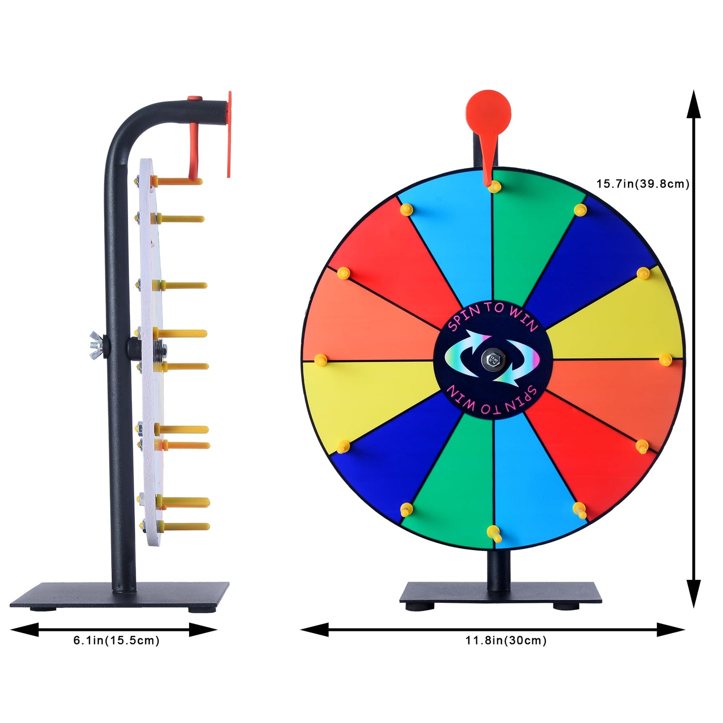 LRMBKM 12 Slots Prize Wheel,12 Inch Prize Wheel Spinner with Stand and Heavy Duty Base,Spinning Wheel for Prizes,Spin The Wheel for Fortune Spinning Game Carnival & Engaging Home Parties,Tradeshow.