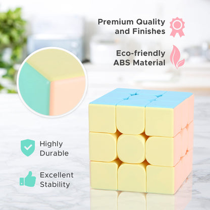 Speed Cube 3x3 Stickerless for Kids and Adults –Smooth and Quick Puzzle Cube – Fun and Entertaining – Develops Motor Skills, Dexterity – Stimulates and Challenges Mind - amzGamess