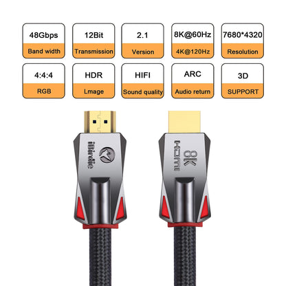 iBirdie 8K HDMI 2.1 Cable 8 Feet 8K60hz 4K 120hz 144hz HDCP 2.3 2.2 eARC ARC 48Gbps Ultra High Speed Compatible with Dolby Vision Atmos PS5 PS4, Xbox One Series X, Sony LG Samsung, RTX 3080 3090