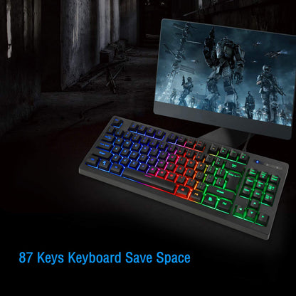 RGB 87 Keys Gaming Keyboard and Backlit Mouse Combo,BlueFinger USB Wired Rainbow Keyboard,Gaming Keyboard Set for Laptop PC Computer Game and Work - amzGamess