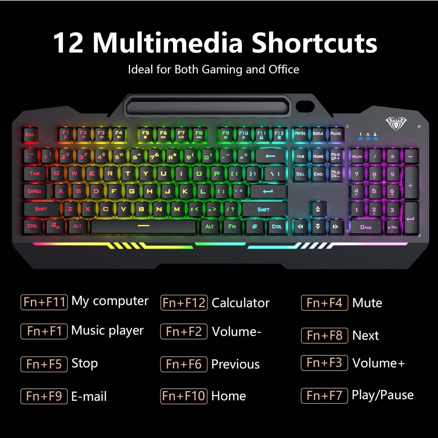 AULA Gaming Keyboard, 104 Keys Gaming Keyboard and Mouse Combo with RGB Backlit, All-Metal Panel, Anti-Ghosting, PC Gaming Keyboard and Mouse, Wired Keyboard Mouse for MAC Xbox PC Gamers (Black) - amzGamess