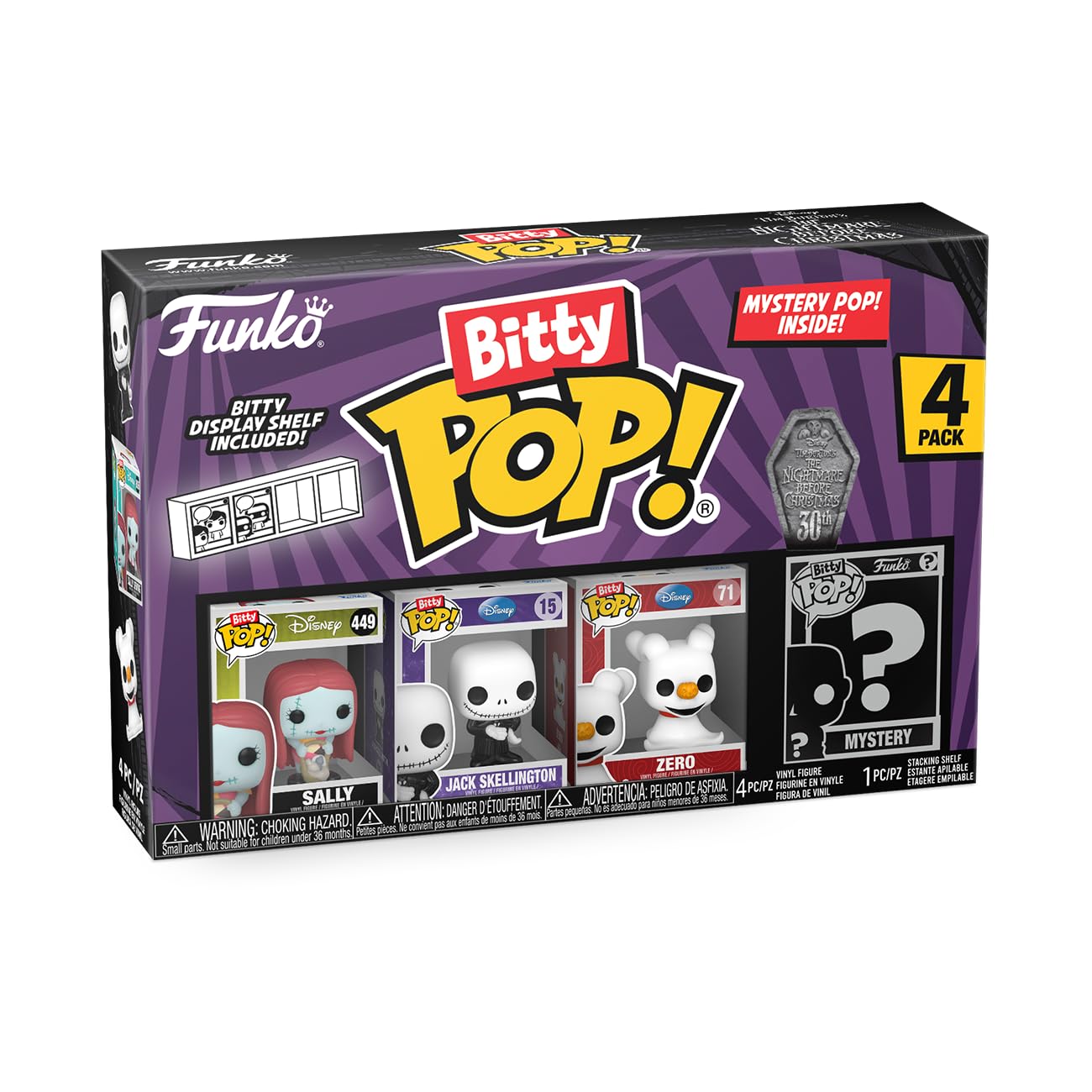 Funko Bitty Pop! The Nightmare Before Christmas Mini Collectible Toys 4-Pack - Sally, Jack Skellington, Zero & Mystery Chase Figure (Styles May Vary) - amzGamess