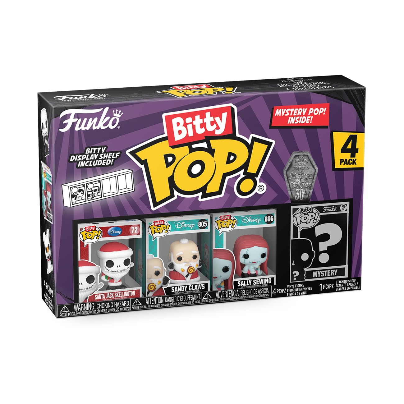 Funko Bitty Pop! The Nightmare Before Christmas Mini Collectible Toys 4-Pack - Santa Jack, Sandy Claws, Vampire Teddy with Duck & Mystery Chase Figure (Styles May Vary) - amzGamess