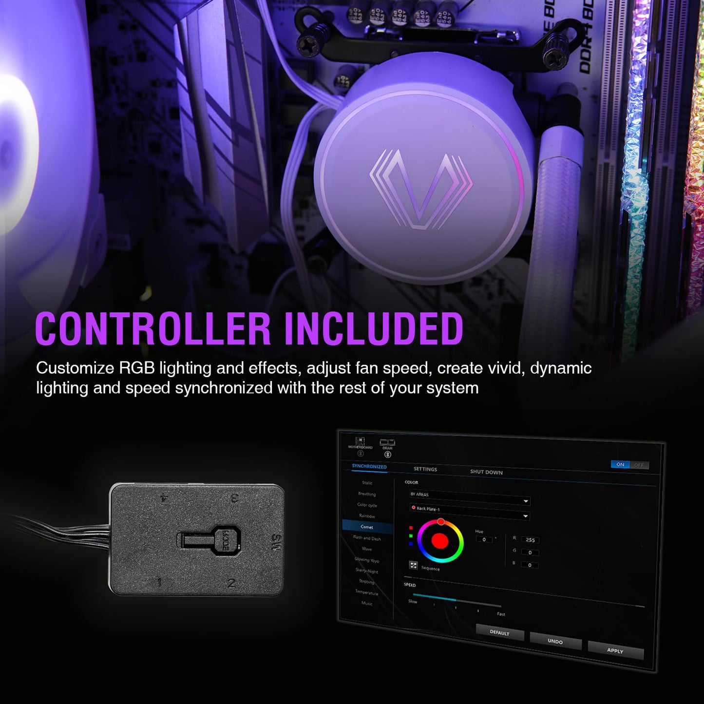 Vetroo V240 White Liquid CPU Cooler 240mm Addressable RGB & PWM Pump & Fans 250W TDP AIO Water Cooler w/Controller Hub for Intel LGA 1700/1200/115X AMD AM5/AM4 for Gaming Console