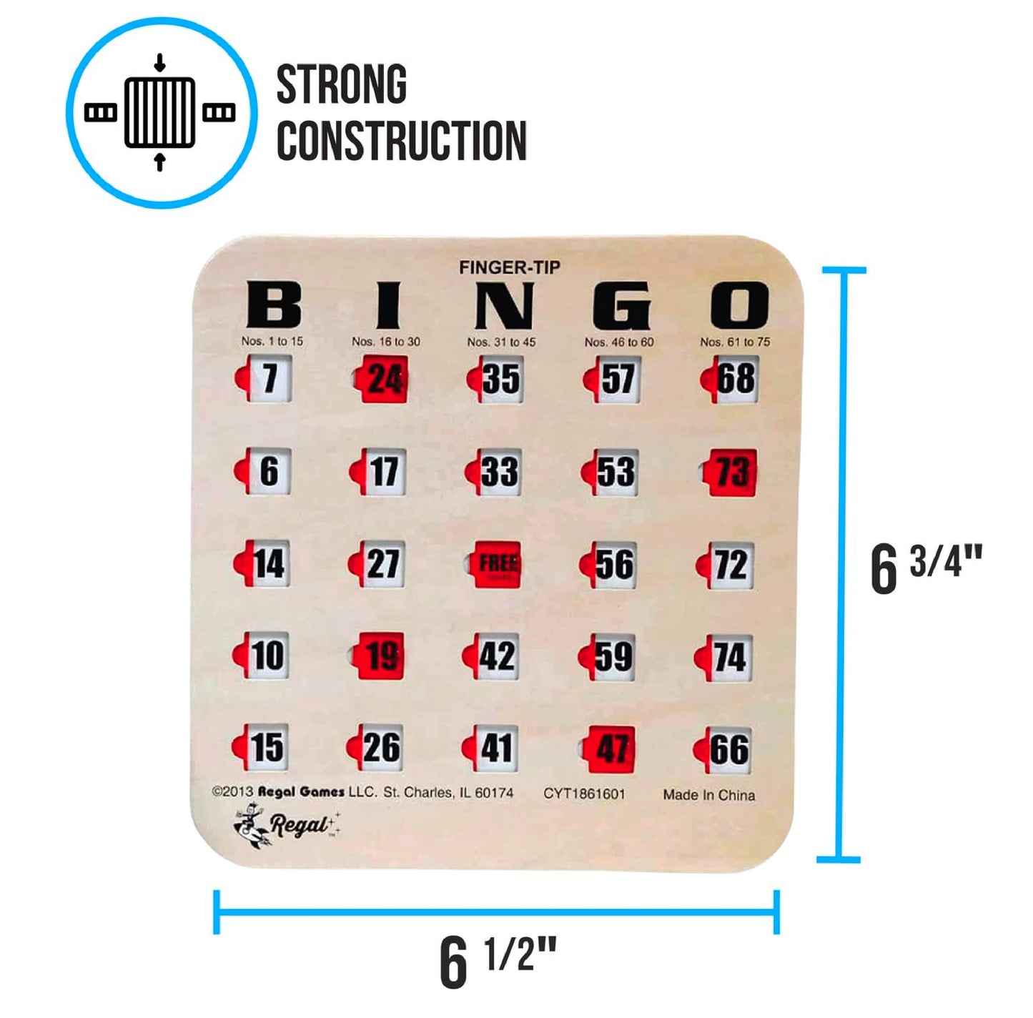 Regal Bingo Finger-Tip Shutter Bingo Cards with Sliding Windows - 25 Bingo Shutter Cards - Ideal for Family Fun Night - No Chips & Daubers Needed - Woodgrain