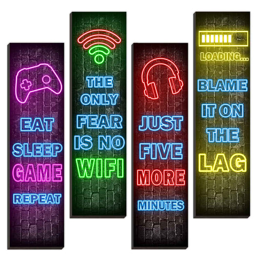 Neon Gaming Wall Art Set for Boys Bedroom - amzGamess