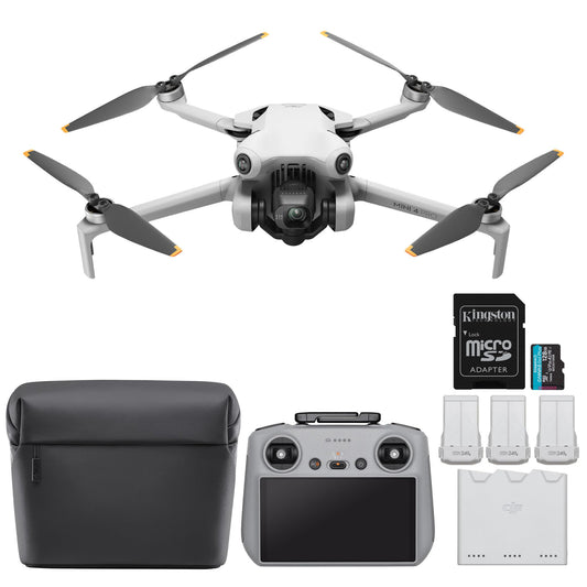 DJI Mini 4 Pro Quadcopter Drone Fly More Combo Plus with RC 2 Controller- 4K Ultra HD Video Capture - Intelligent Flight Modes for Aerial Enthusiasts Bundle with 128GB Memory Card (2 Items) - amzGamess