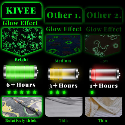 KIVEE Gaming Gifts Toys Blanket for Teen Boys Glow in The Dark Gaming Blanket for Men Boyfriends Gifts for Gamers Soft Fleece Gamer Blanket for Kids Birthday Christmas Valentines Gifts - amzGamess