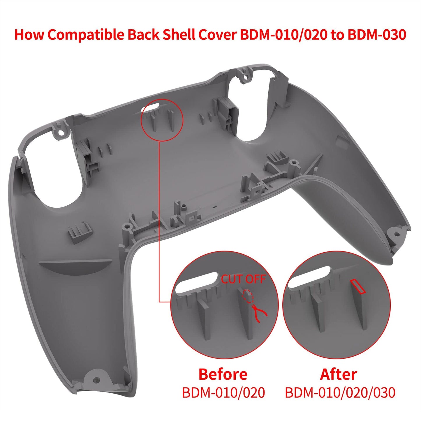 eXtremeRate Black Performance Rubberized Grip Custom Back Housing Bottom Shell Compatible with ps5 Controller, Replacement Back Shell Cover Compatible with ps5 Controller - amzGamess