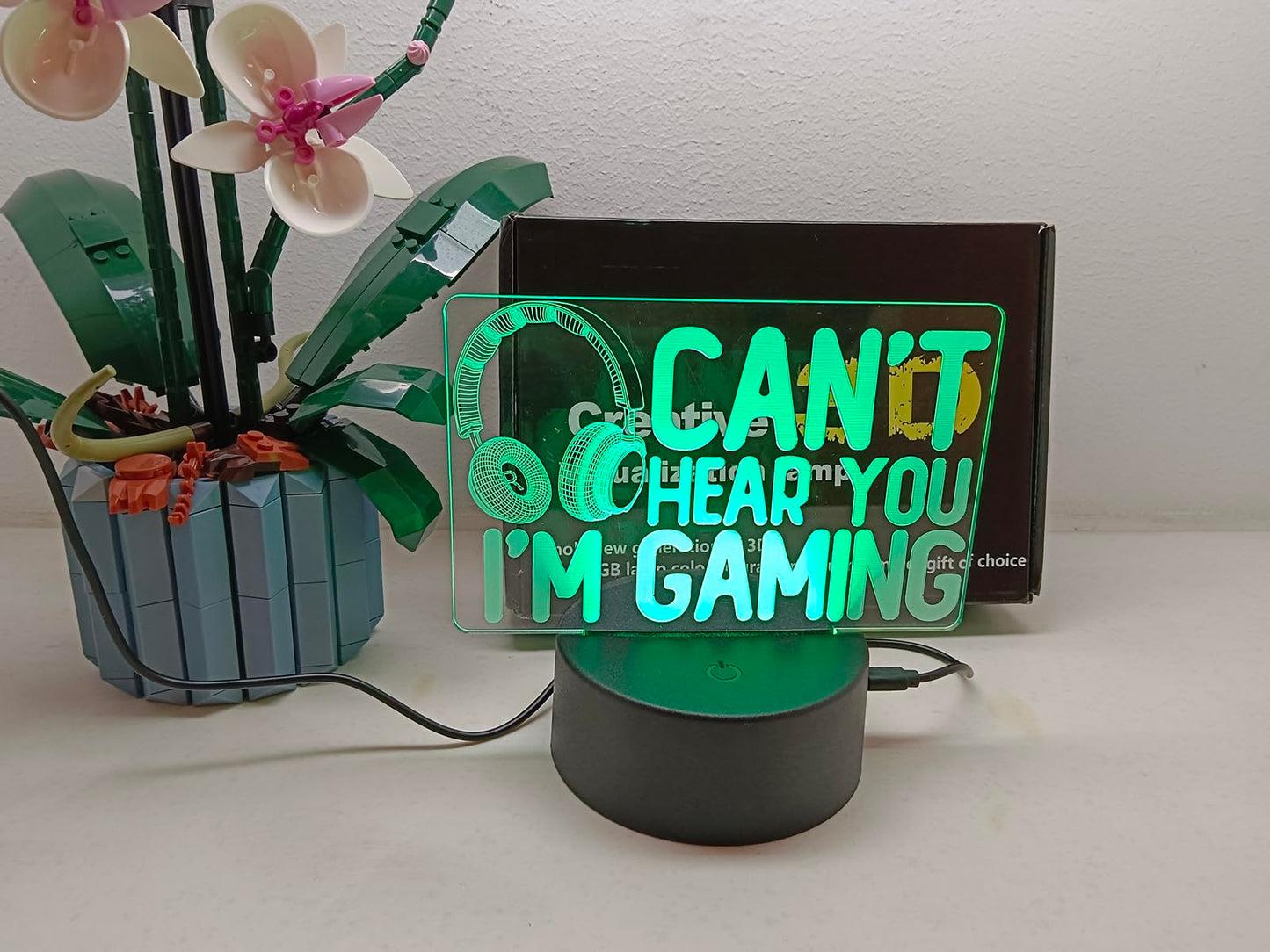 XOIDMIVCN Gamer Night Light, Can't Hear You I'm Gaming Night Light for Boys Girls, 3D Illusion Lamp with 16 Color LED Bedside Lamp with Touch & Remote for Bedroom Kids Room Gamer Room