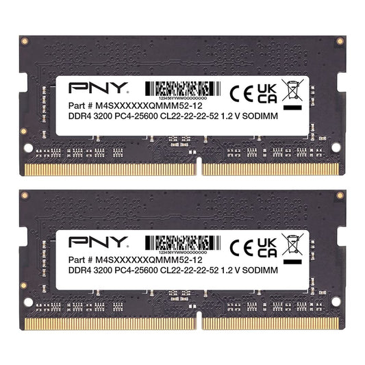 PNY Performance 16GB (2x8GB) DDR4 DRAM 3200MHz (PC4-25600) CL22 (Compatible with 2933MHz, 2666MHz, 2400MHz or 2133MHz) 1.2V Notebook/Laptop (SODIMM) Computer Memory Kit – MN16GK2D43200-TB