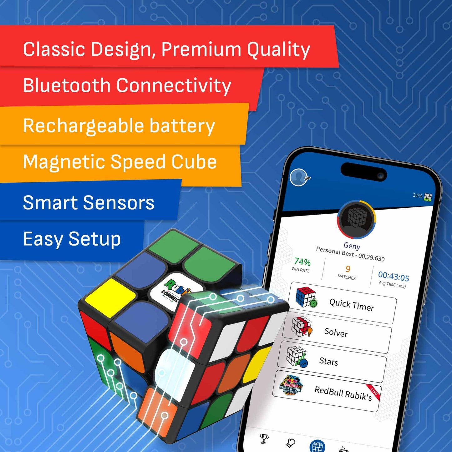 The Original Rubik’s Connected - Smart Digital Electronic Rubik’s Cube That Allows You to Compete with Friends & Cubers Across The Globe. App-Enabled STEM Puzzle That Fits All Ages and Capabilities - amzGamess