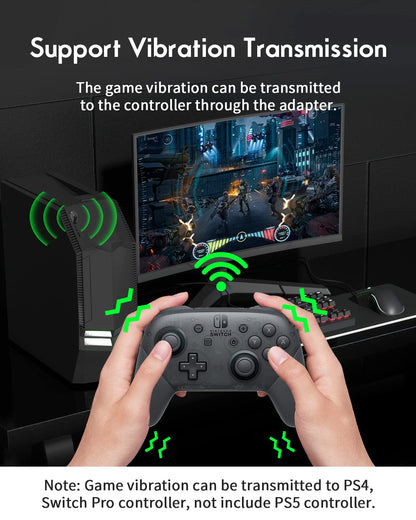 Bluetooth Controller Adapter for PS4/ PS5/ Switch Pro Controller, AOLION Wireless Controller Adapter Compatible with Switch/ Switch Lite/ Windows PC/ Android TV Box/ Steam (Include a Type-c OTG Cable) - amzGamess