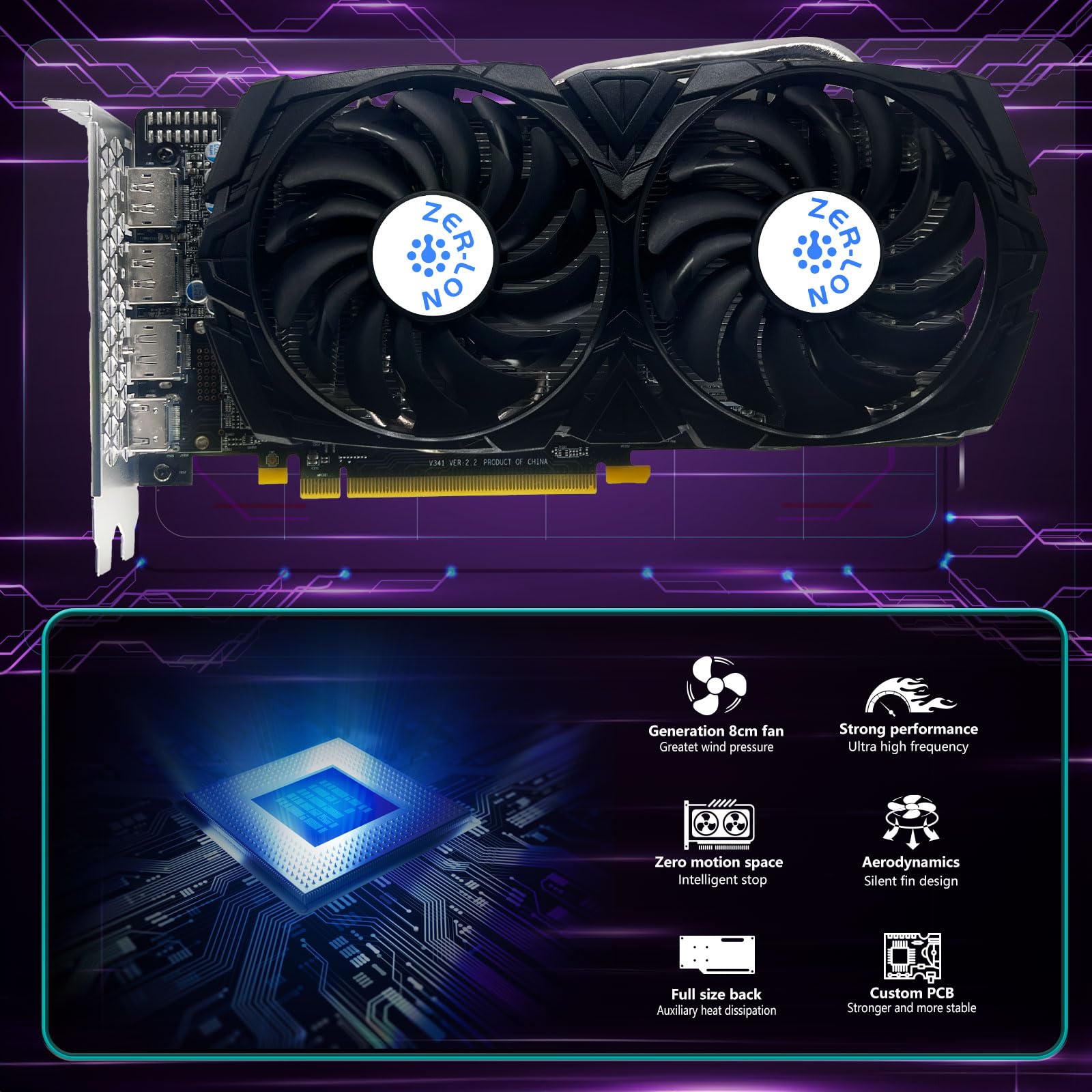 ZER-LON AMD Radeon RX 580 Graphic Cards, 8GB 256Bit 2048SP GDDR5 1284/7000MHz, DP HDMI-Output, PCI Express 3.0 with Dual Fan for Office and PC Gaming - amzGamess