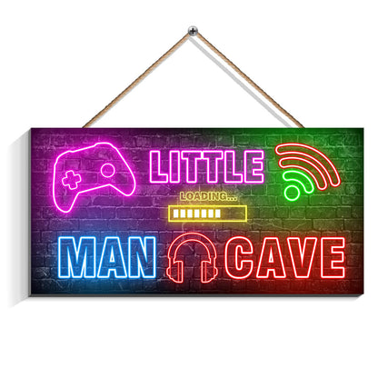 Neon Gaming Decor for Boys Room Wooden, Neon Gaming Wooden Door Sign for Gamer Room Decor, Boys Decorations for Bedroom Nursery Playroom Wall Art (6"x12") - amzGamess