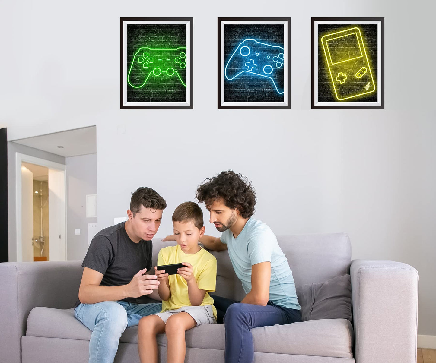 Neon Gaming Posters for Boys Room Decor, Boys Room Decorations for Bedroom, gamer wall art,Gamer, game console, Teen boy bedroom, game room, No Frames Set of 6 (8”X 10”) - amzGamess