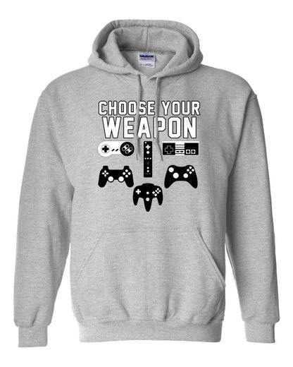 Choose Your Weapon Gaming Console Gamer Funny DT Sweatshirt Hoodie (Medium, Sports Gray) - amzGamess