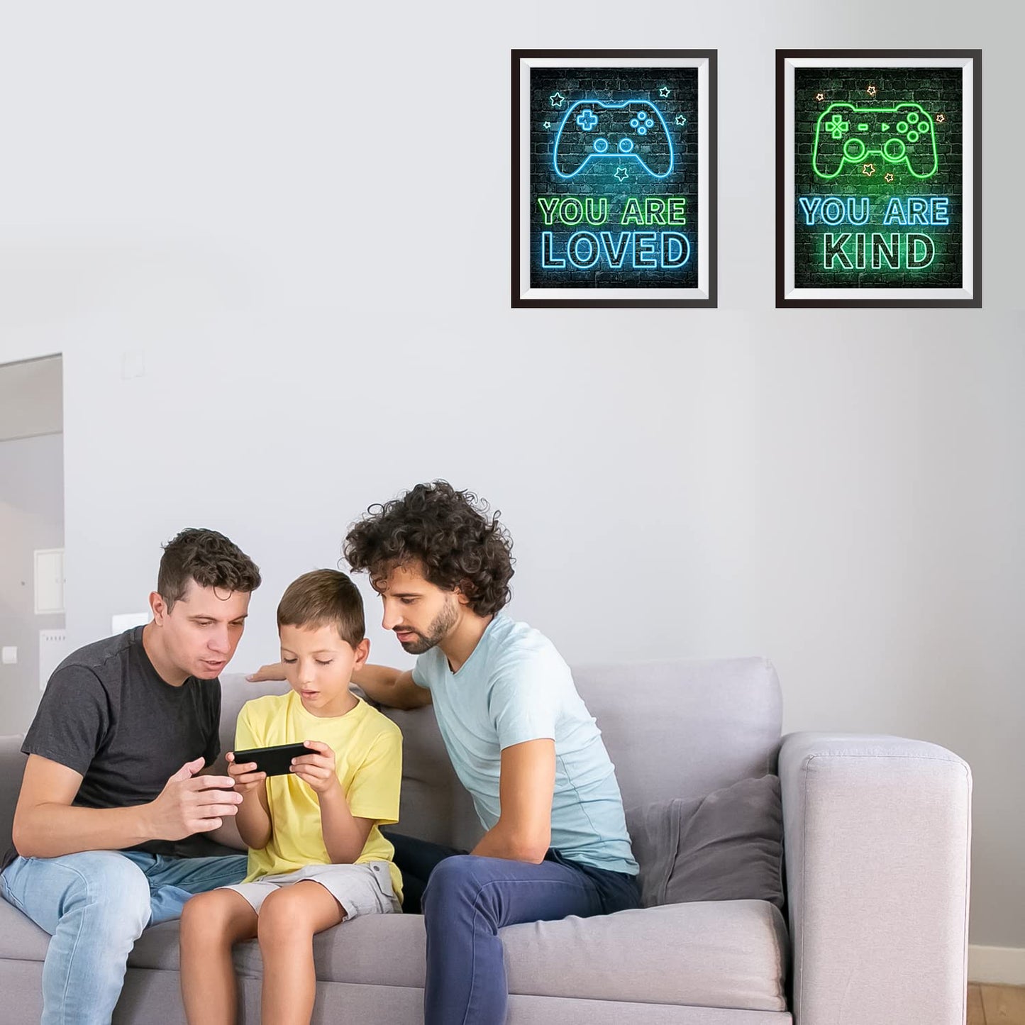 Neon Video Game Decor Set of 4(8"x10"), Boys Room Decorations for Bedroom, Encouragement Gaming Wall Art for Kids Boy Playroom Home Decor, gamer wall art, Teen boy bedroom, No Frames