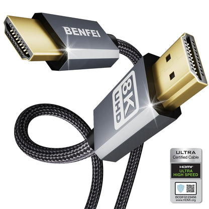 BENFEI HDMI to HDMI Cable, 4K@240Hz, 8K@60Hz, HDMI 2.1, 6 Feet, 48Gbps, Aluminum Shell, Nylon Braided