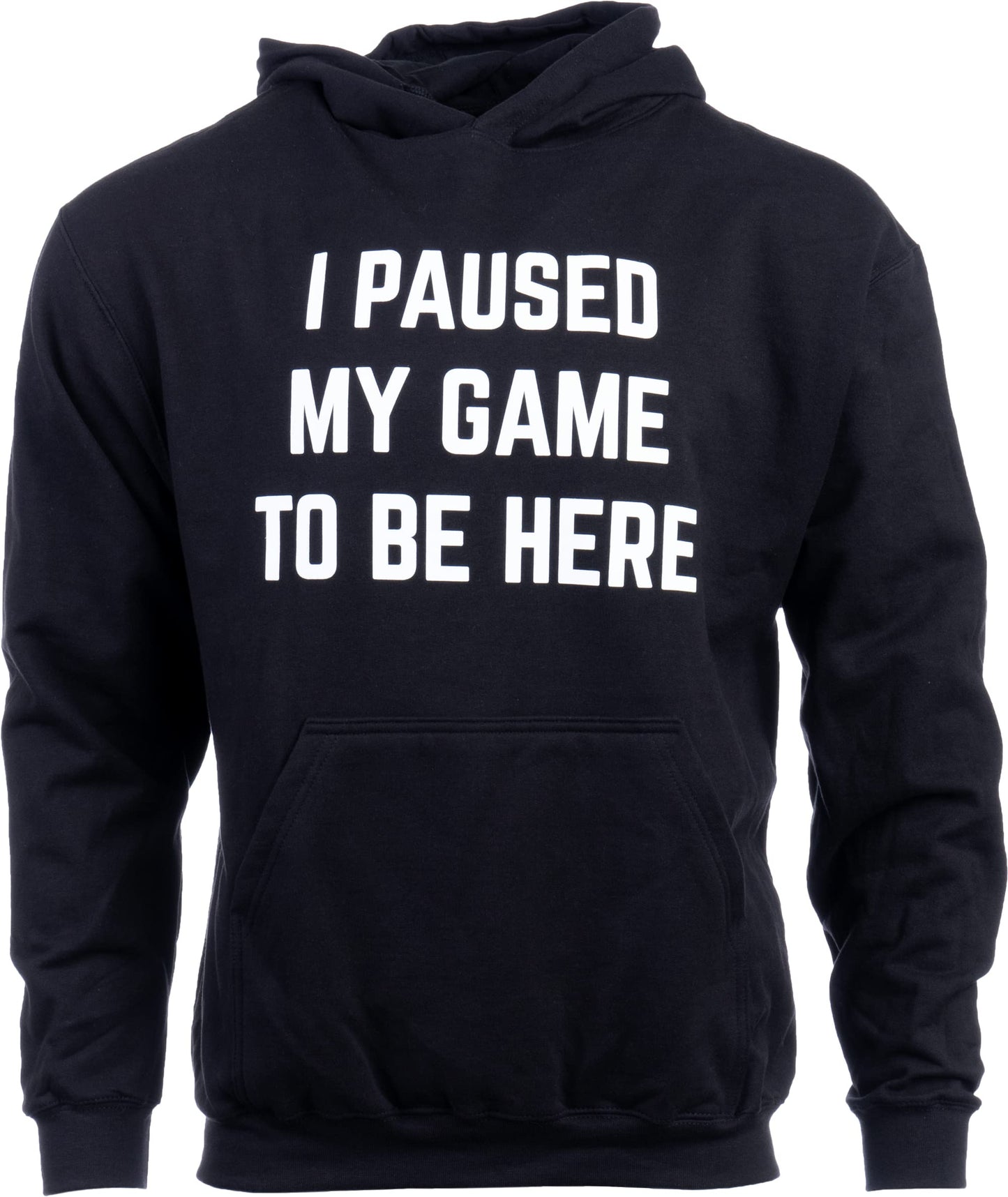 Ann Arbor T-shirt Co. I Paused my Game to Be Here | Funny Video Gamer Gaming Player Humor Joke for Men Women Hooded Sweatshirt Hoody - (Hoodie,3XL) - amzGamess