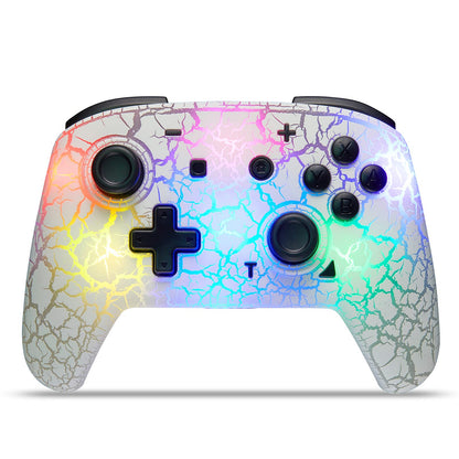 binbok Switch Controller, Wireless Switch Pro Controller for Switch/Switch Lite/Switch OLED, 8 Colors Adjustable LED Wireless Remote Gamepad with Unique Crack/Turbo/Motion Control (White) - amzGamess