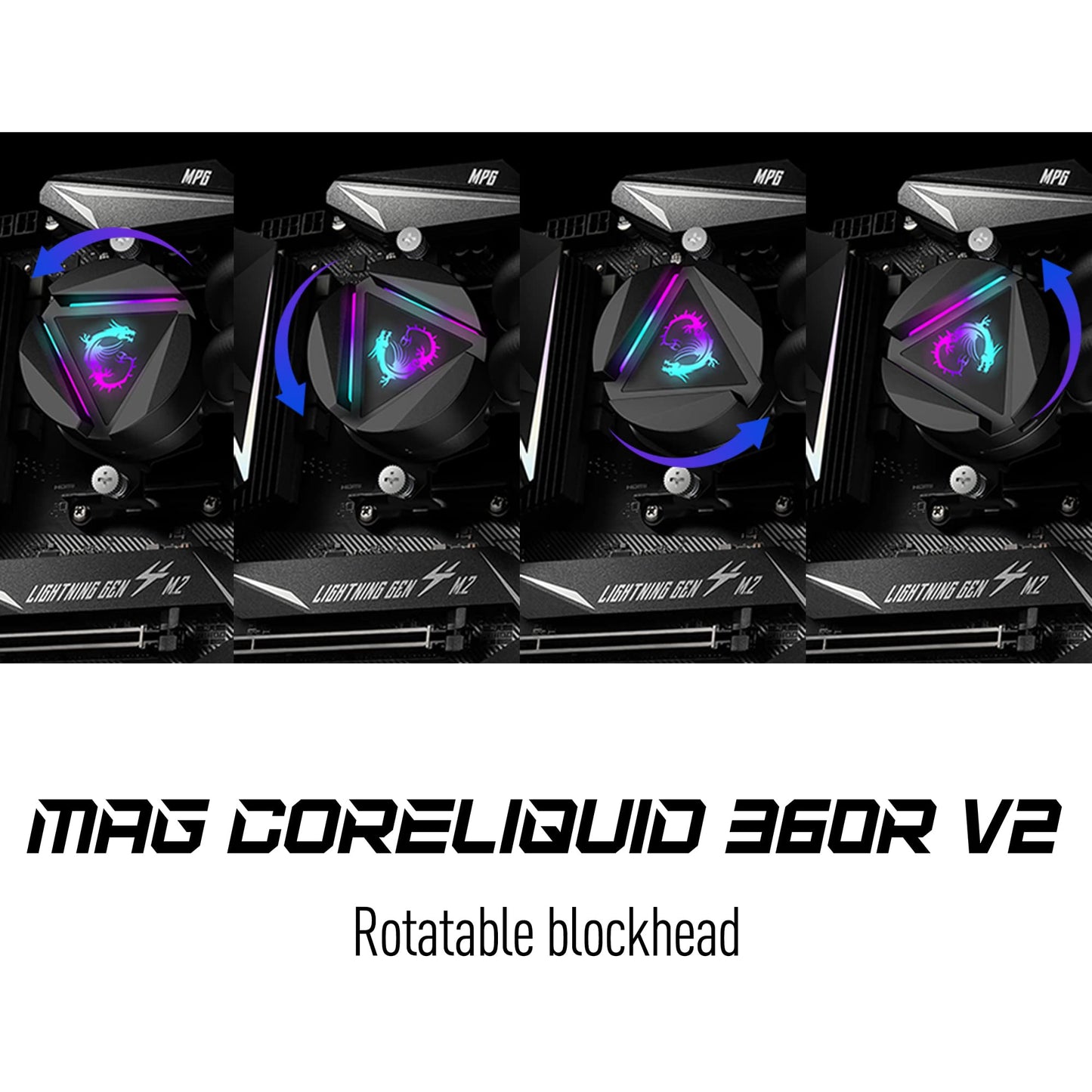 MSI MAG CoreLiquid 360R V2 - AIO ARGB CPU Liquid Cooler - Rotating Cap Design - LGA 1700 Ready - 360mm Radiator - Triple 120mm RGB PWM Fans