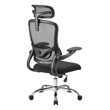 Office Chair with Headrest, Ergonomic Desk Chair with Flip-up 3D Armrest, Lumbar Support Computer Chair, Adjustable Height and 360° Rotation Home Chair (Style 1)